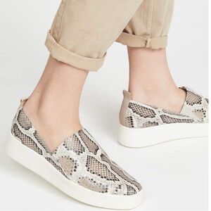 Vince Saxon 2 Taupe Snakeskin Slip-On Shoes